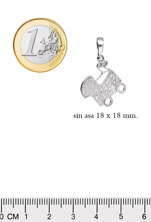 Charm en plata ley con forma de cochecito de bebé 022_F-COCHECITO medidas