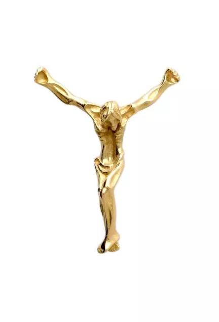 cristo de dali con cadena de clavos oro amarillo 18 kilates fotografia frontal