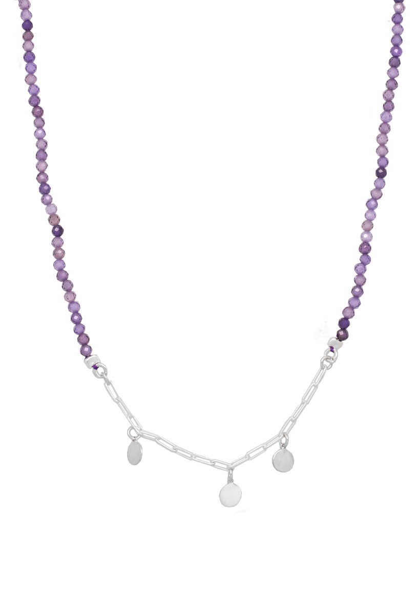 gargantilla plata y amatista vista frontal