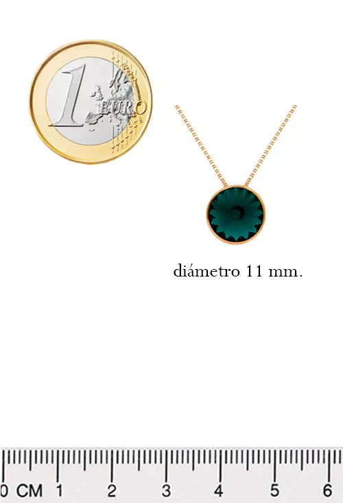 Gargantilla plata chapada con motivo cristal checo color esmeralda 273_A2809-20G medidas