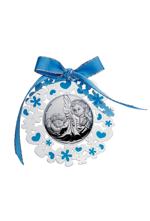 Medallón ángel de la guarda metal plateado y esmalte azul 135_SQ4033-PC