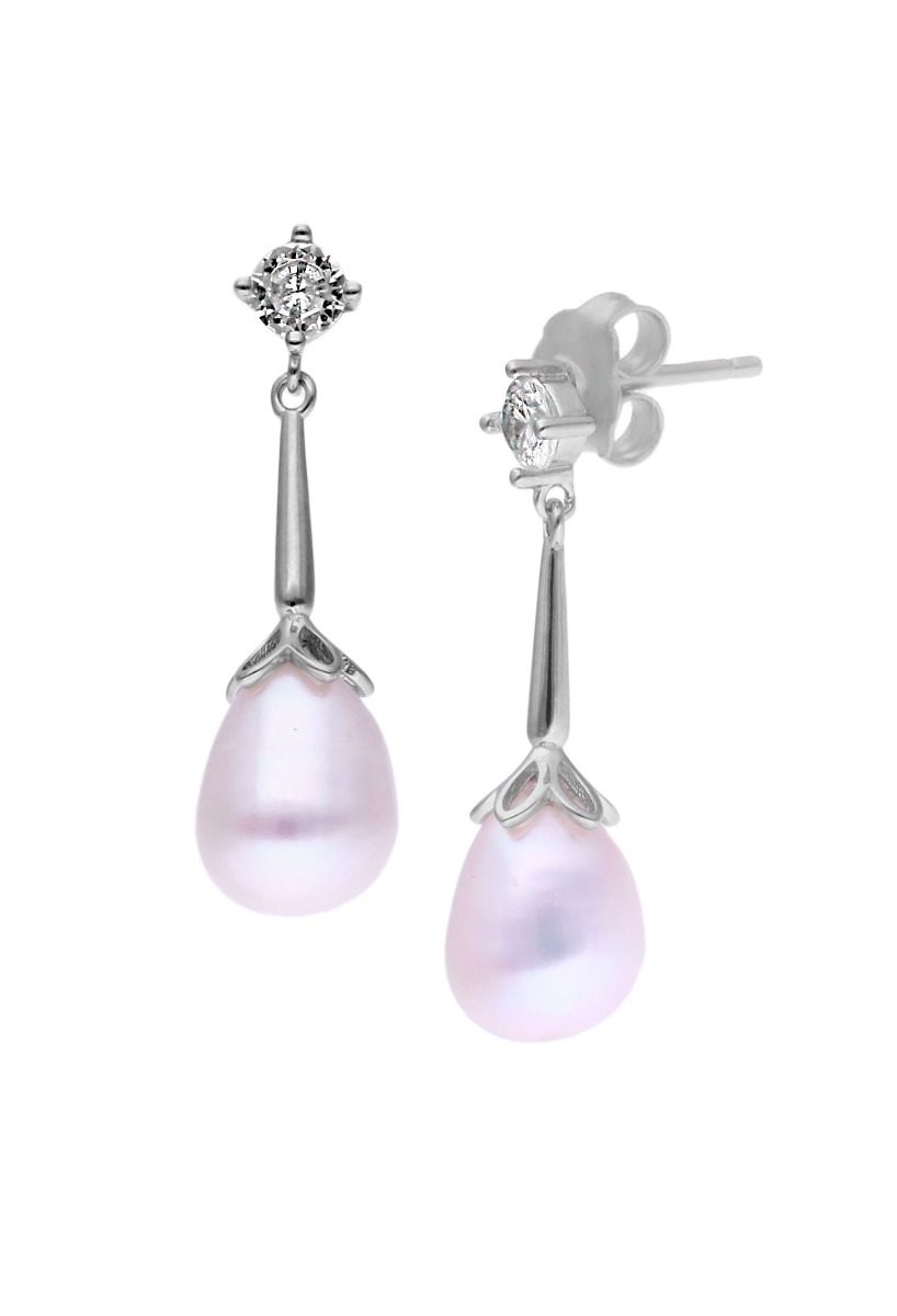 Pendientes de plata largos con perlas y circonitas 280_2024077 foto 2