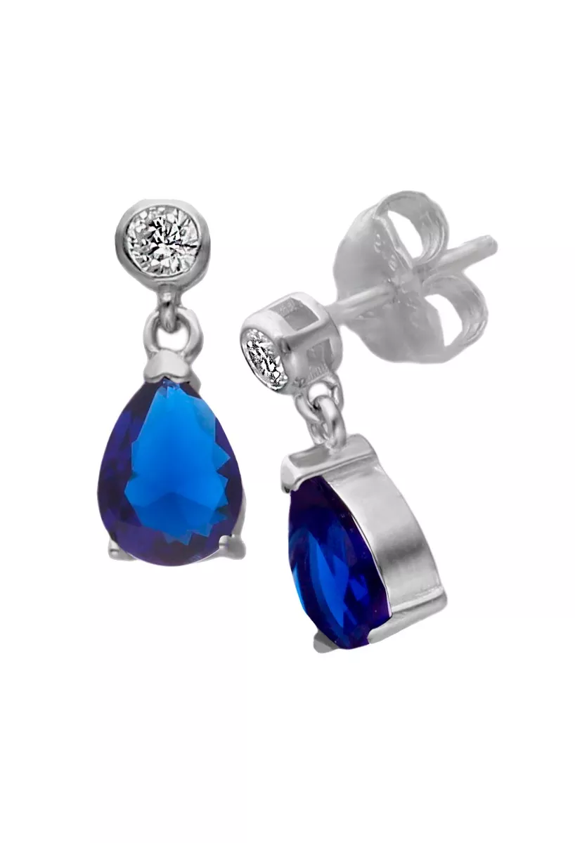Pendientes de plata y circonita con piedra azul 280_2024090-Z foto2