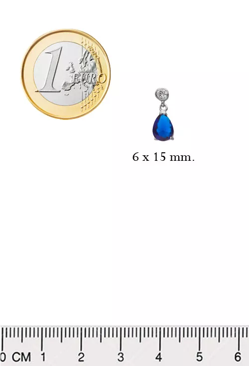Pendientes de plata y circonita con piedra azul 280_2024090-Z medidas