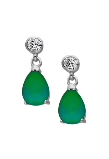 Pendientes de plata y circonita con piedra verde 280_2024090-E