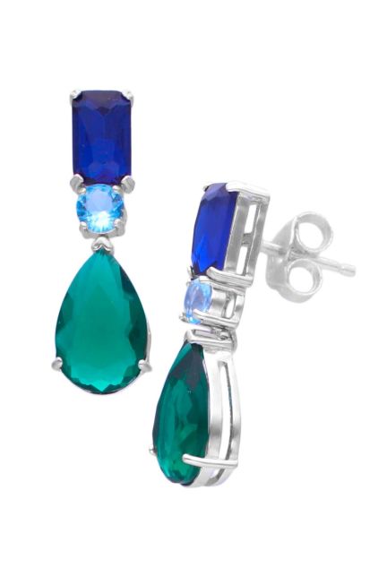 Pendientes largos plata y piedras de color 280_2021930 2 foto