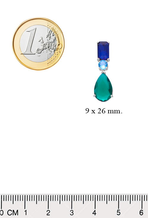 Pendientes largos plata y piedras de color 280_2021930 medidas