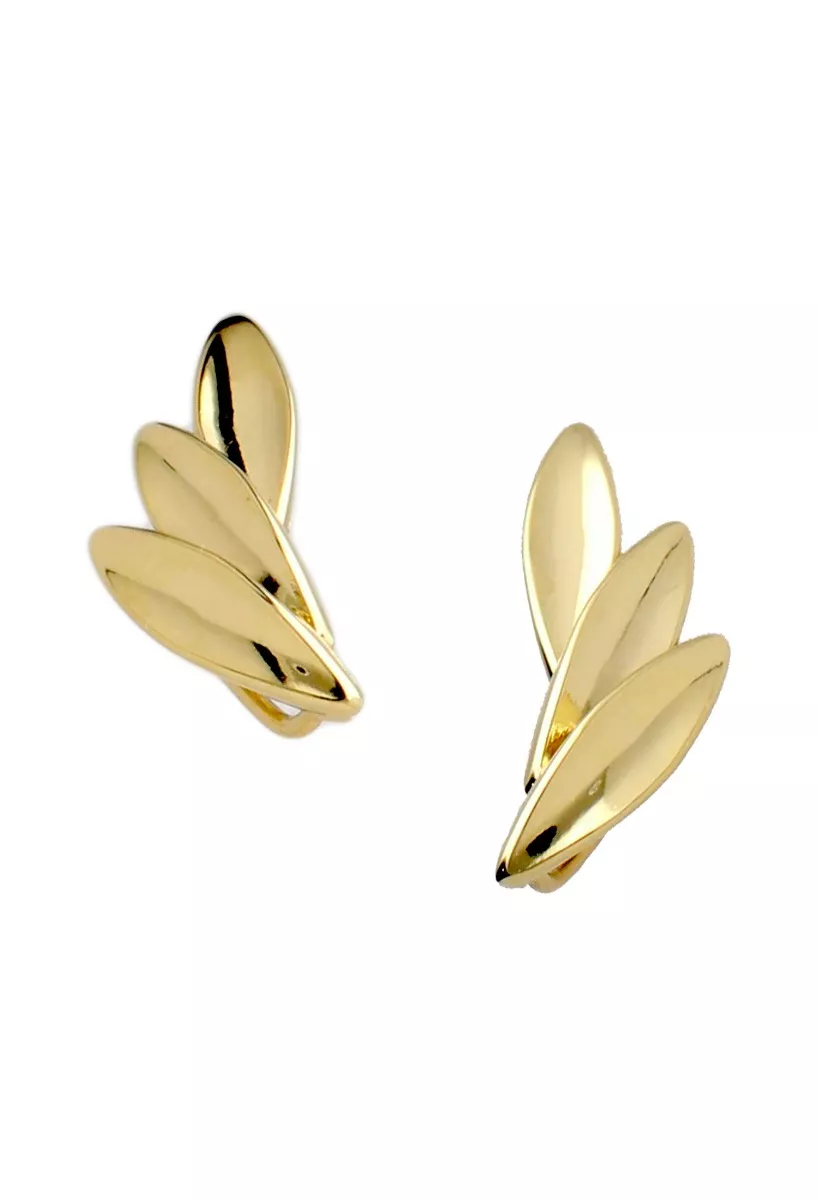 Pendientes oro amarillo 18k trepadores 3 hojas