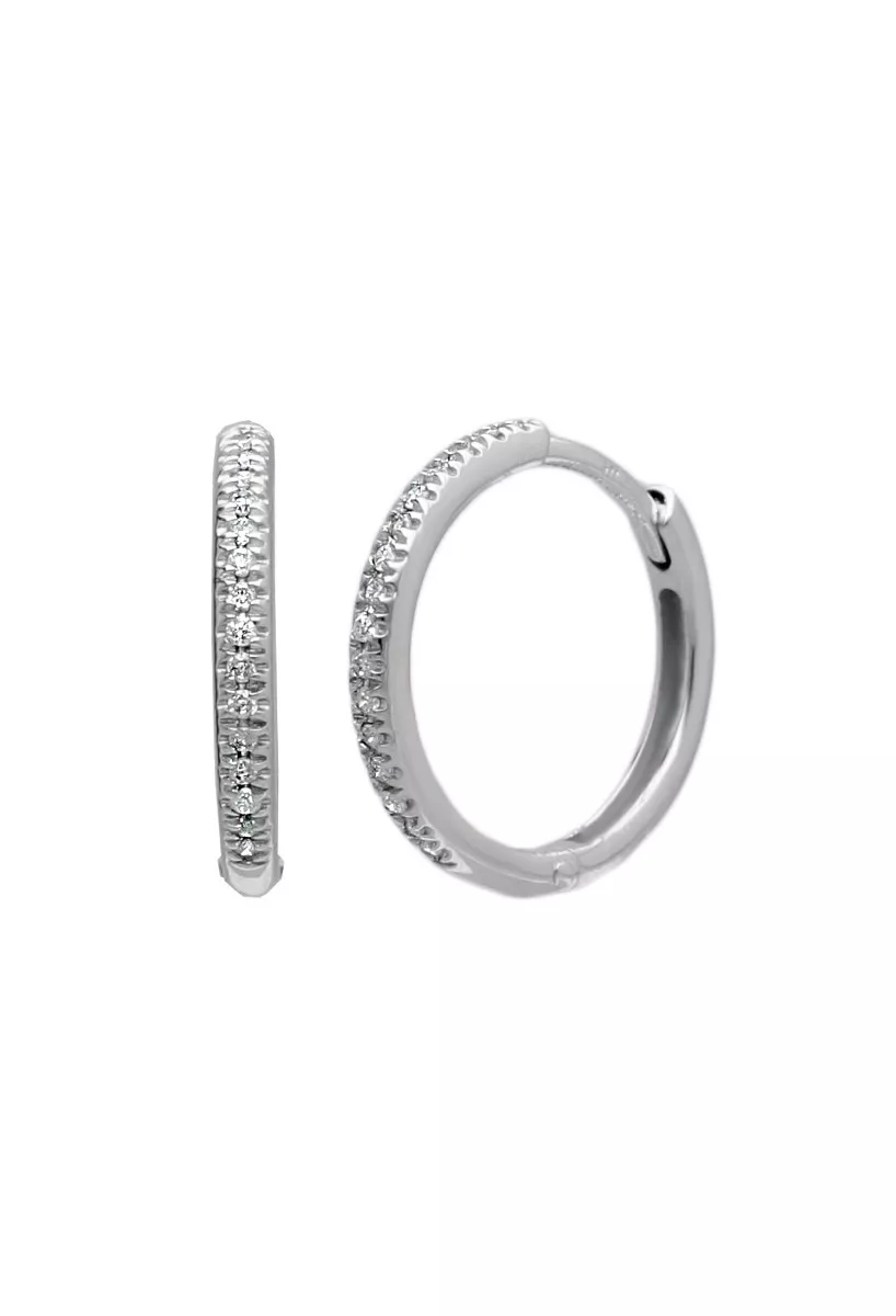 pendientes de aro con galeria de diamantes talla brillante para hombres y mujeres foto principal para parrilla web