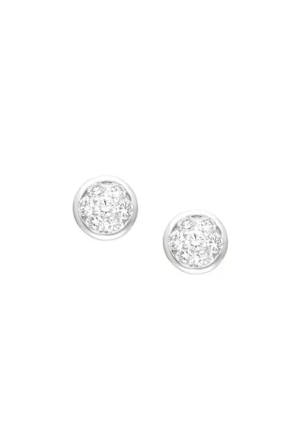 pendientes oro blanco 18k y diamantes chaton cuajo 7 diamantes fotografia frontal