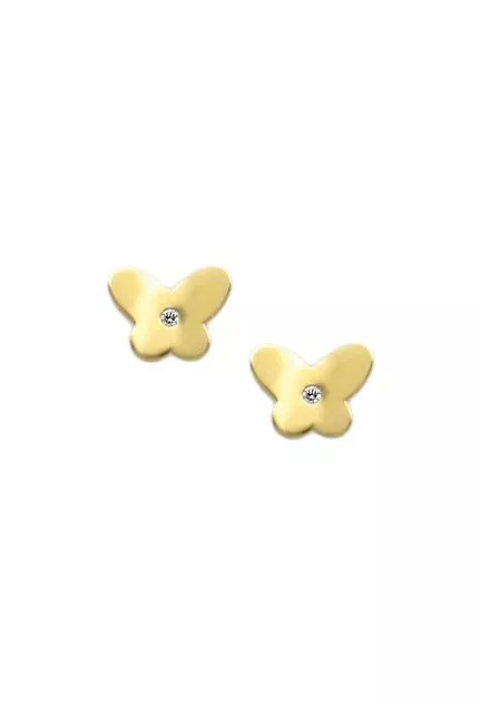 Pendientes para bebé oro amarillo 18k mariposas con circonita 030_3469