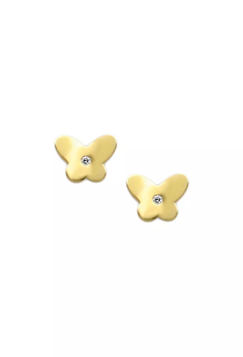Pendientes para bebé oro amarillo 18k mariposas con circonita 030_3469