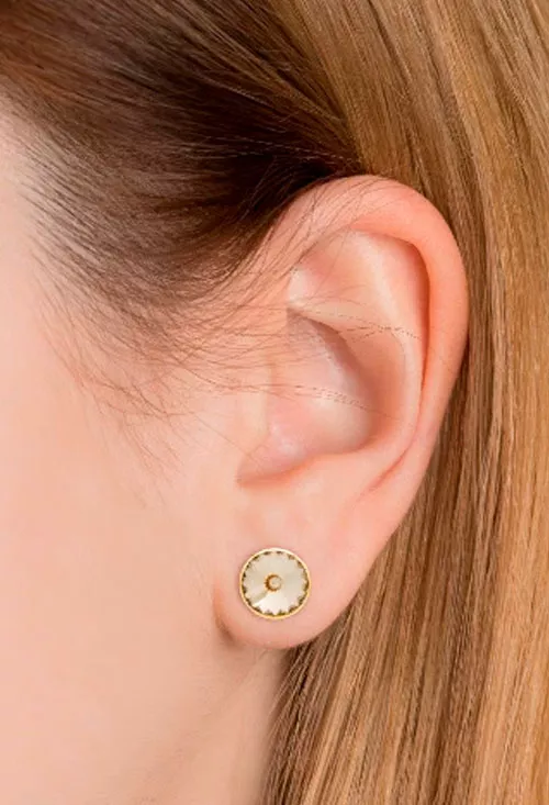 Pendientes plata chapada en color oro con cristal color marfil 273_A2791-02T puestos