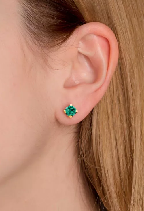 Pendientes plata chapada y color esmeralda 273_A3285-20T