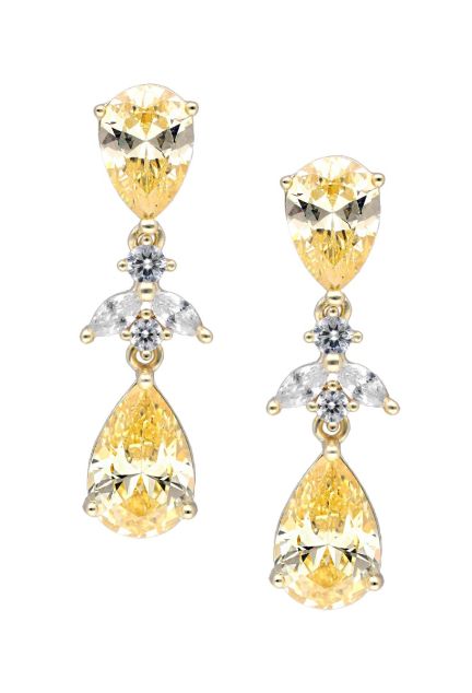 pendientes largos plata chapada y cuarzos de color foto para joyeria online toma de frente