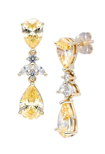 pendientes largos plata chapada y cuarzos de color foto para joyeria online toma lateral