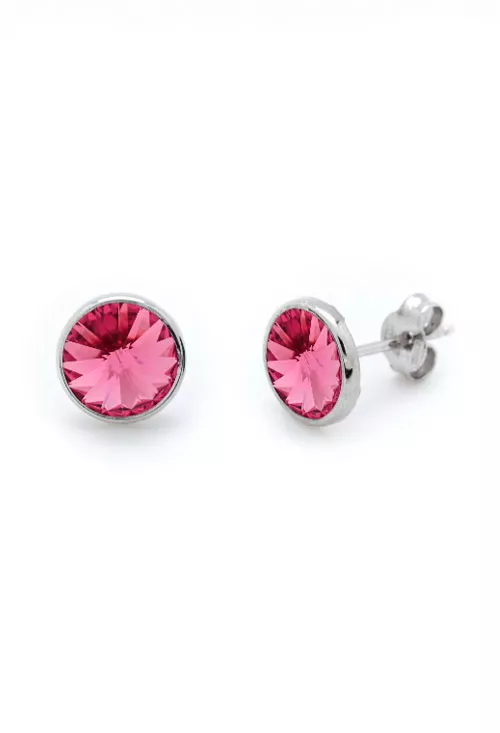 Pendientes plata con cristal color rosa 273_A2791-04T