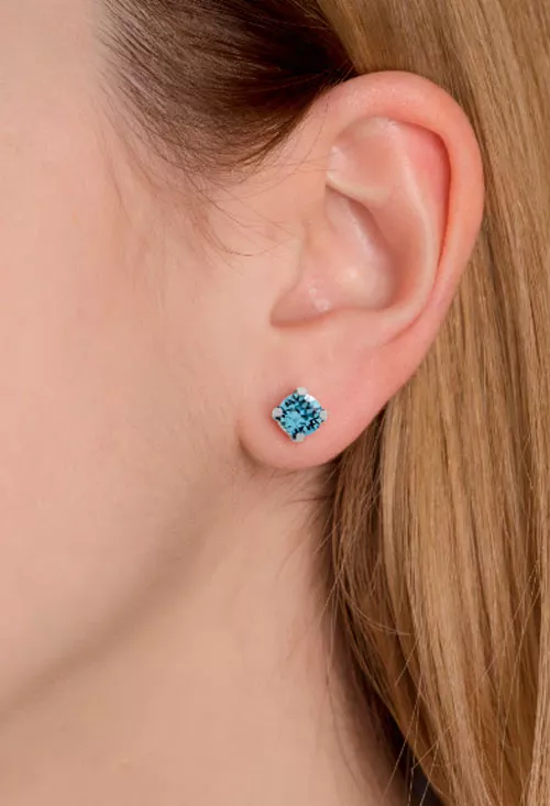 Pendientes plata y aguamarina talla princesa 273_A3285-10T puesto