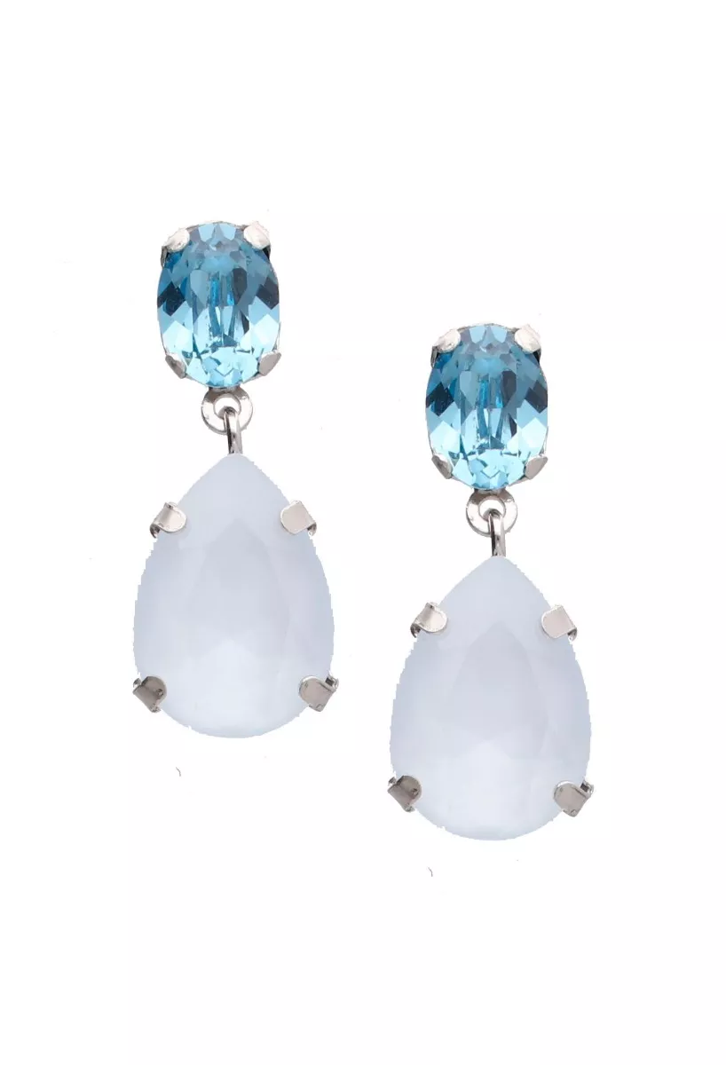 Pendientes plata y cristales checo colores Royal Blue y blanco 273_A3250-76T