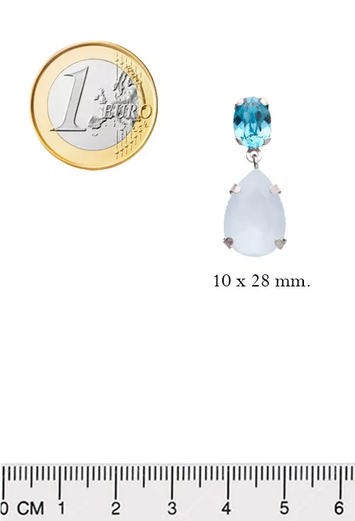 Pendientes plata y cristales checo colores Royal Blue y blanco 273_A3250-76T medidas