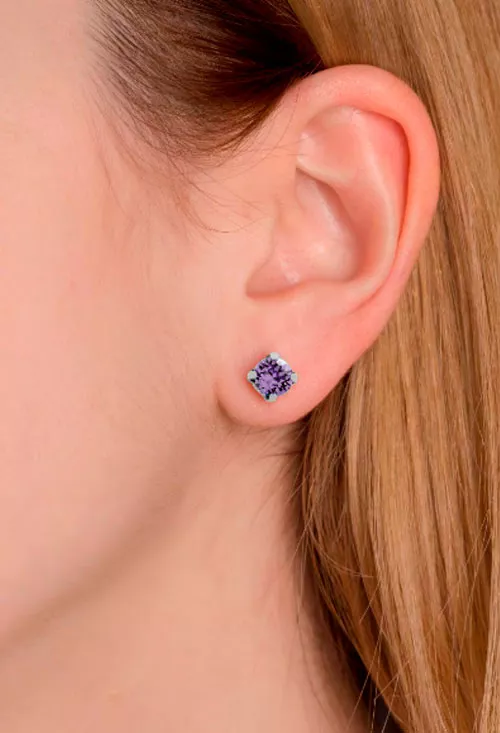 Pendientes plata y piedra color morado 273_A3285-31T puesto