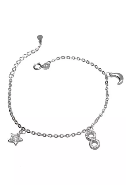Pulsera de plata con entrepiezas estrella, infinito y luna 240_PR-122