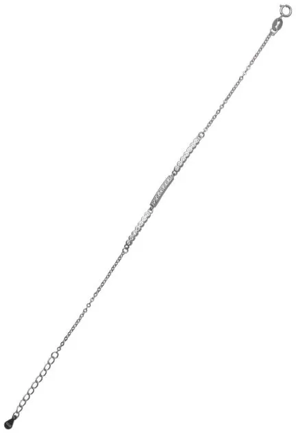 Pulsera en plata con entrepiezas de circonitas en carril y chatón 240_PR-041BB estirada