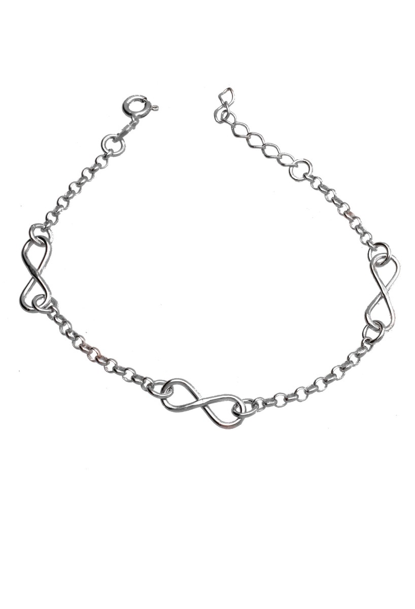 pulsera plata eslabones rolo con motivos de infinito toma principal