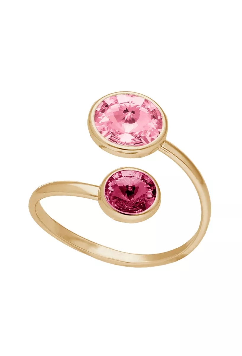 Anillo de plata chapada con cristales tonos fucsias 273_A4224-26DA