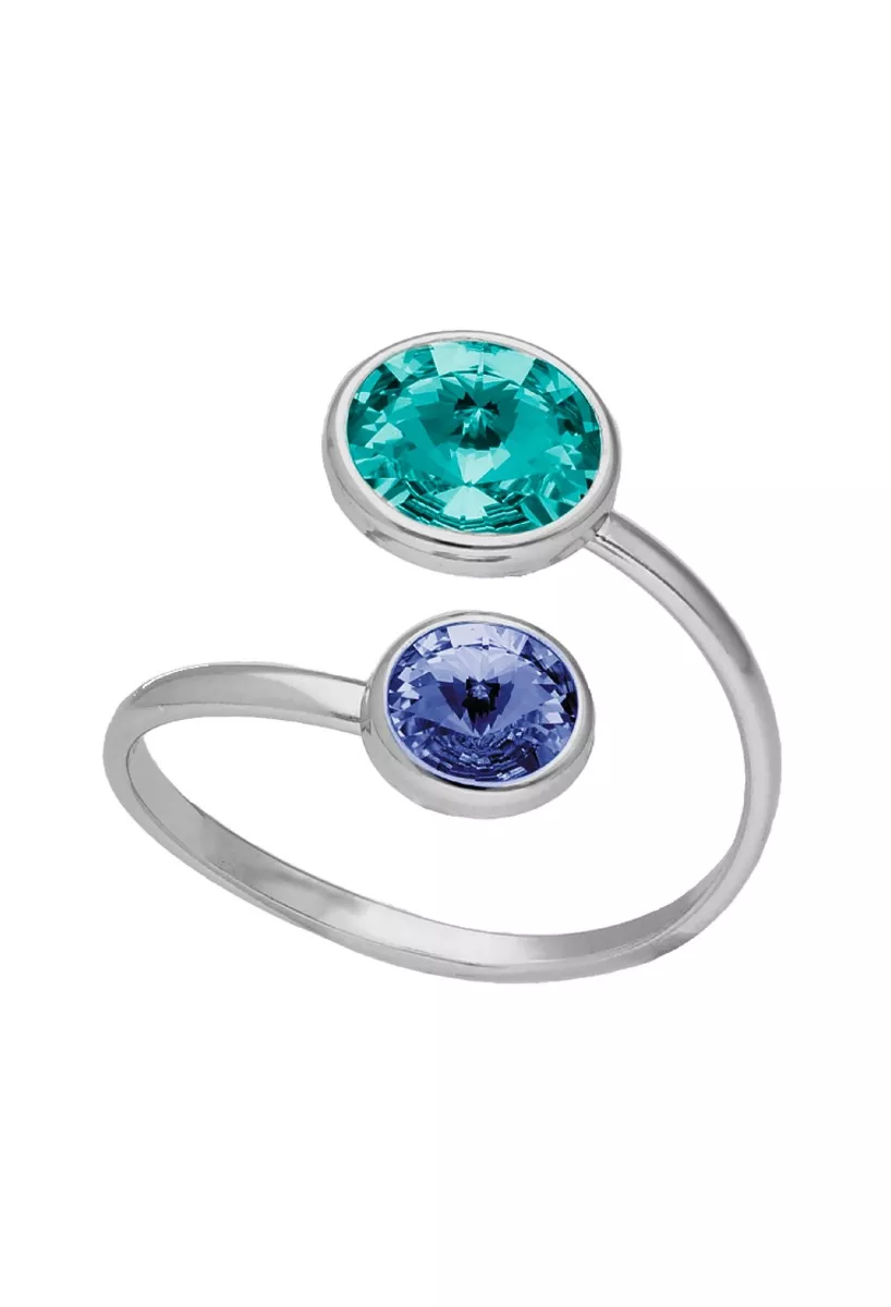 Anillo de plata chapada con cristales tonos marinos 273_A4224-15HA