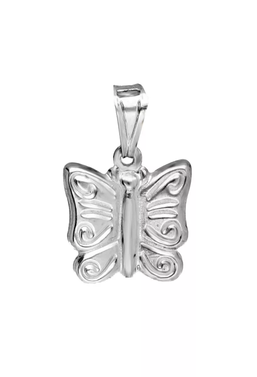 colgante plata forma de mariposa fotografia frontal