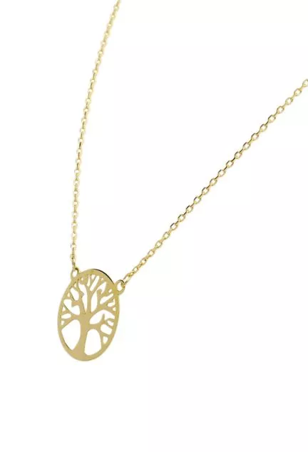 gargantilla oro amarillo 18 ktes cadena forzada motivo arbol de la vida fotografia lateral para web