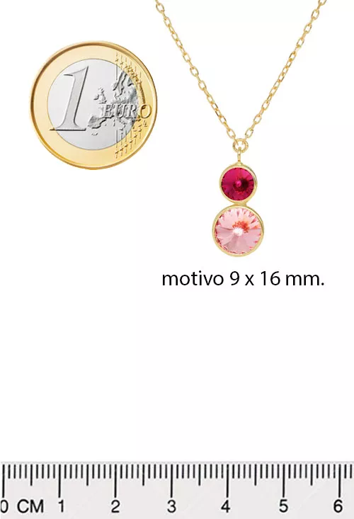 Gargantilla de plata chapada con cristales tonos cálidos 273_A4222-26DG medidas