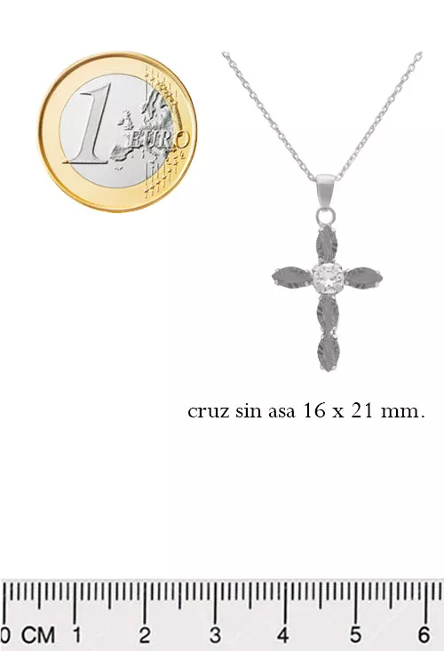 Gargantilla de plata chapada cruz con piedras de color 273_A3726-MDG medidas