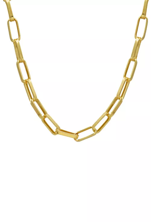 Gargantilla de plata chapada de eslabones ovales 273_A4107-DG