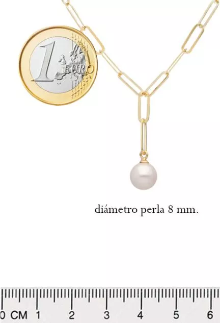 Gargantilla de plata chapada de eslabones ovales y perla 273_A4164-00DG medidas