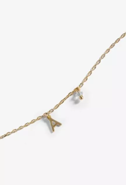 Gargantilla de plata chapada letra y cristal 273_A4231-ADG foto 2