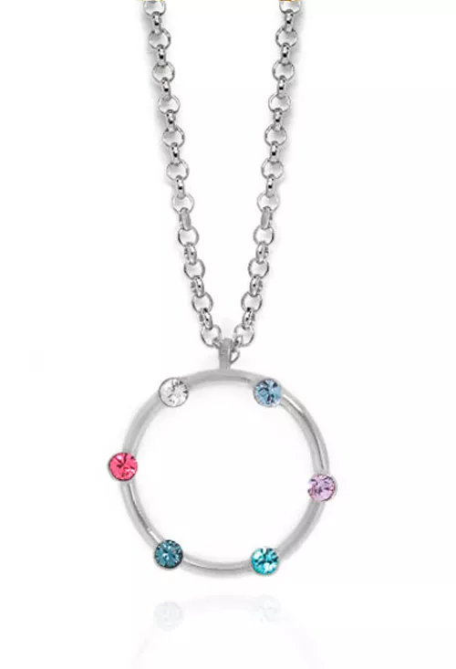 Gargantilla plata chapada circulo con piedras de color 273_A3559-MDG