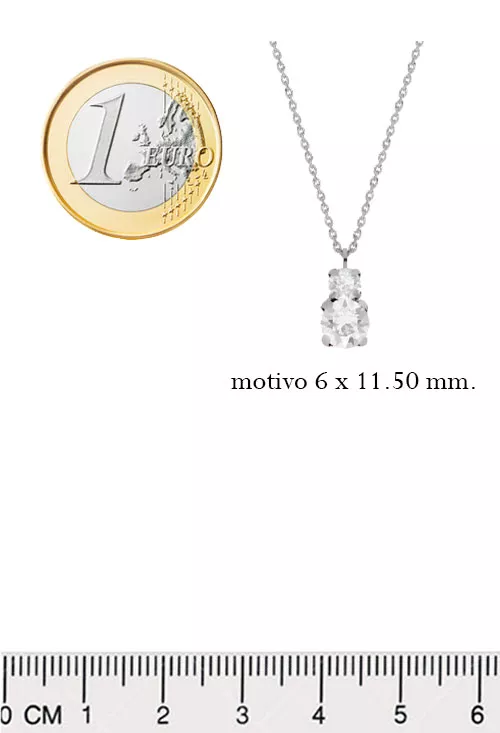 Gargantilla de plata con 2 circonitas y cadena forzada 273_A3752-07HG medidas