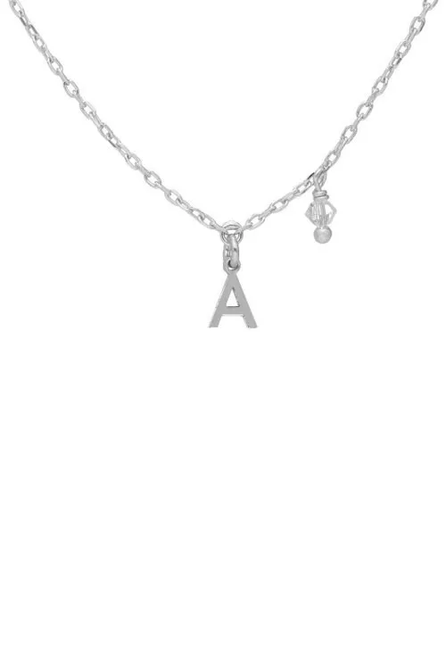 Gargantilla de plata letra y cristal 273_A4231-AHG