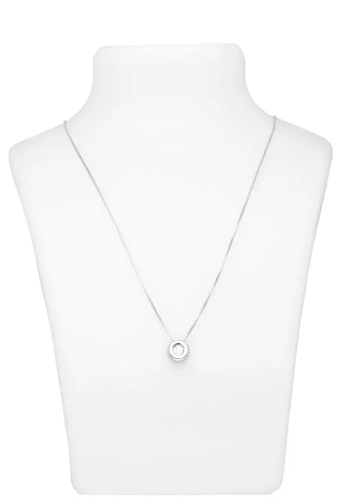 gargantilla oro blanco 18 kilates con chaton de diamante foto expositor