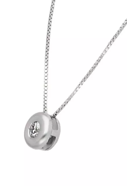 gargantilla oro blanco 18 kilates con chaton de diamante foto lateral detallada