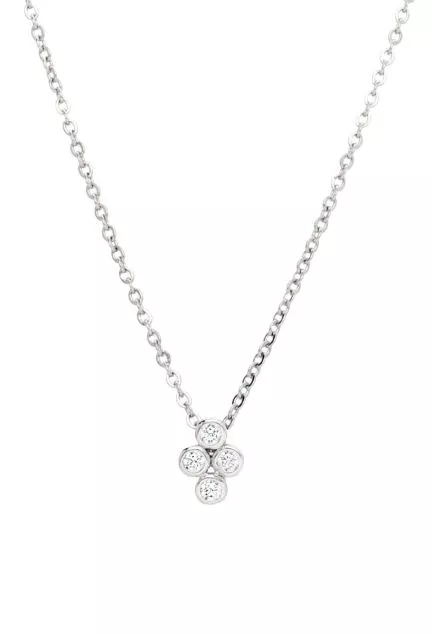 gargantilla cadena acero y motivo plata con circonitas foto frontal