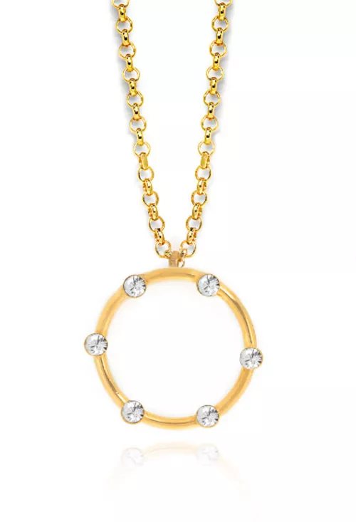 Gargantilla plata chapada circulo con circonitas 273_A3559-07DG