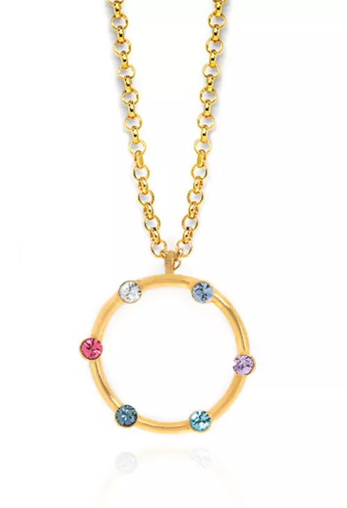 Gargantilla plata chapada circulo con piedras de color 273_A3559-MDG