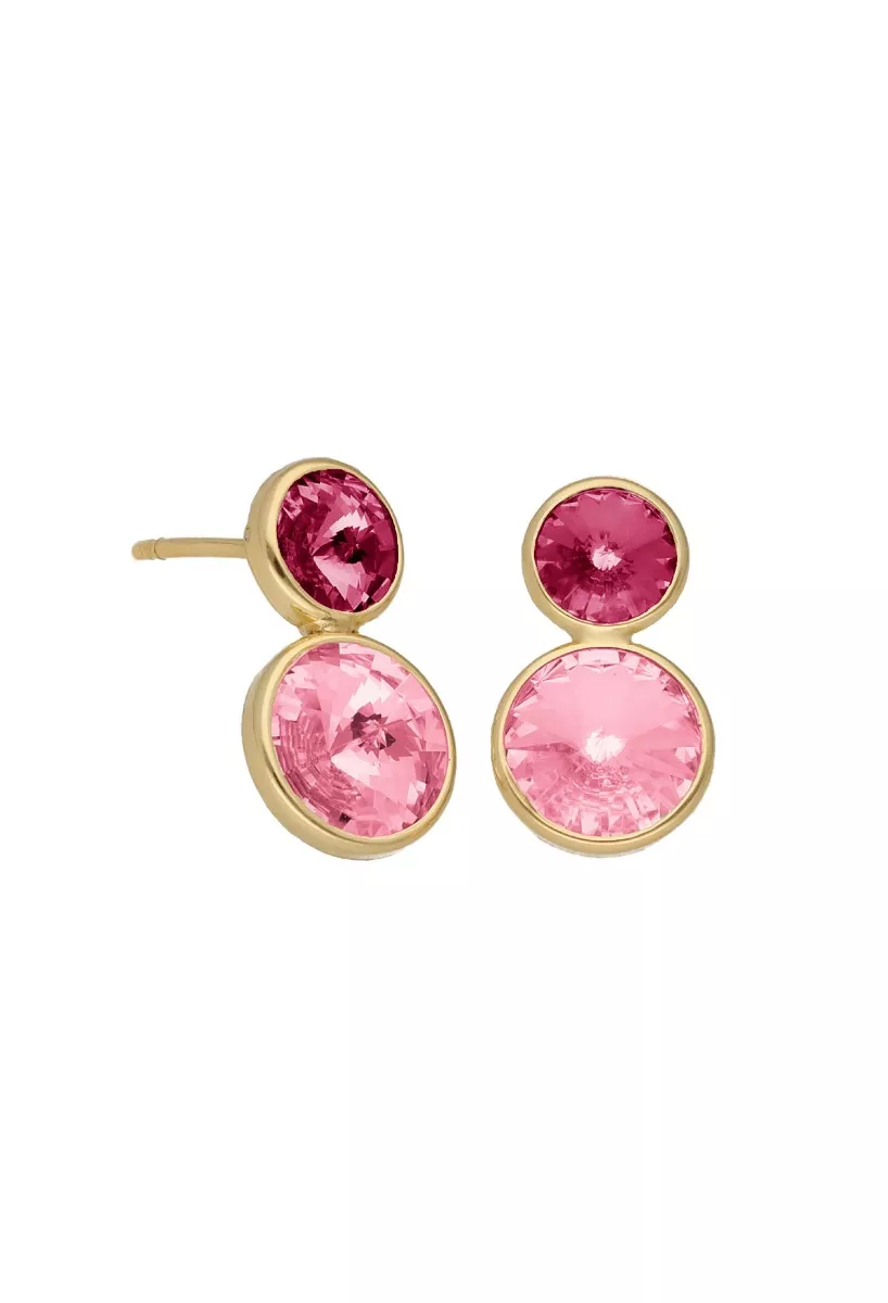 Pendientes de plata chapada con cristales rosa y fucsia 273_A4220-26DT