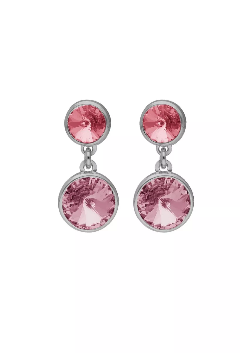 Pendientes de plata chapada con cristales tonos rosa 273_A4221-05HT