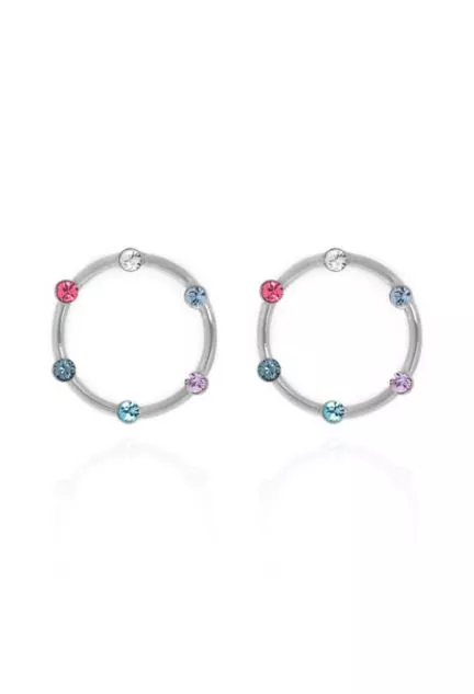 Pendientes de plata chapada con piedras multicolor 273_A3579-MDT