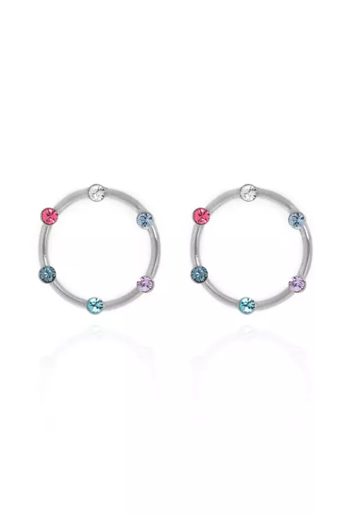 Pendientes de plata chapada con piedras multicolor 273_A3579-MDT