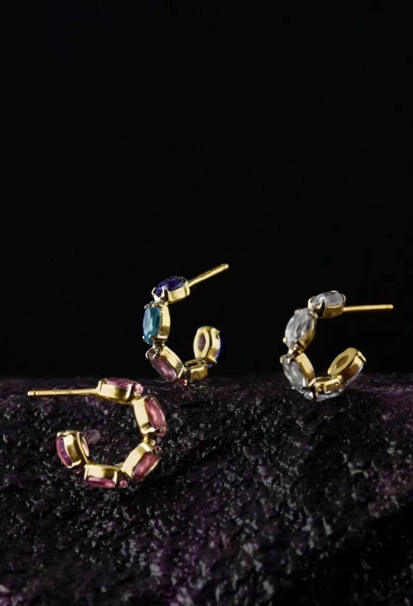 Pendientes plata chapada con piedras color verde esmeralda 273_A4136-20DT colores